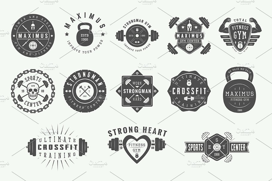 Vintage Gym Logos graphic resources