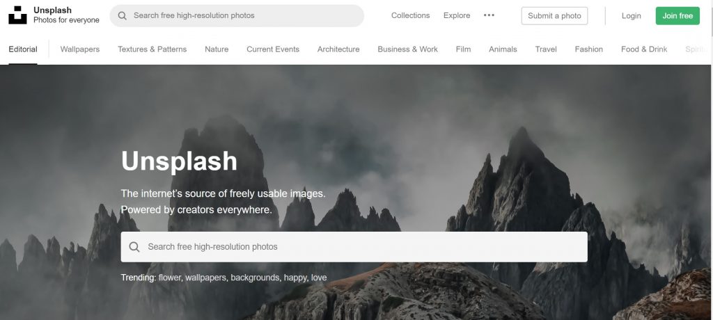 Unsplash webtopic