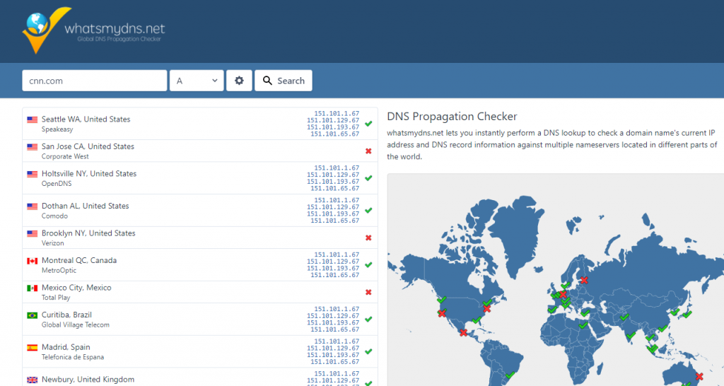 DNS Propagation Checker Tool