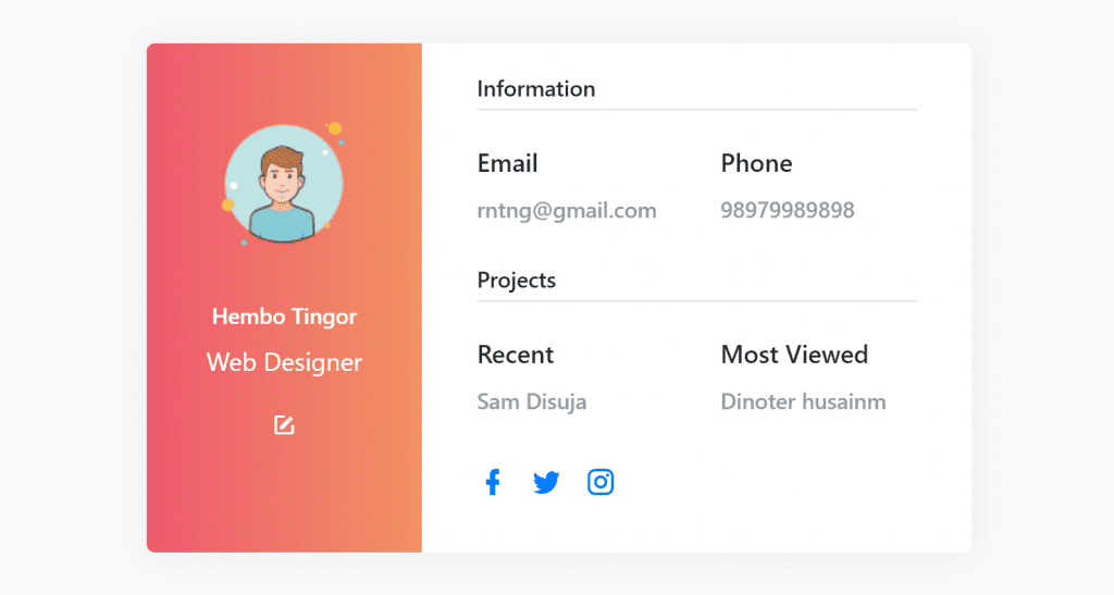 bootstrap user profile template